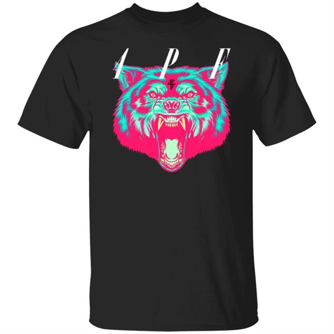 Wolf 4PF T Shirt 4PF WOLF T-SHIRT WITH GRAPHIC ON FRONT Black Shirts